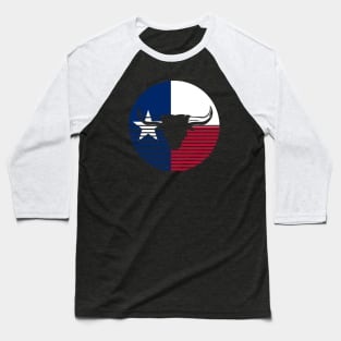 Bull head on texas flag retro Baseball T-Shirt